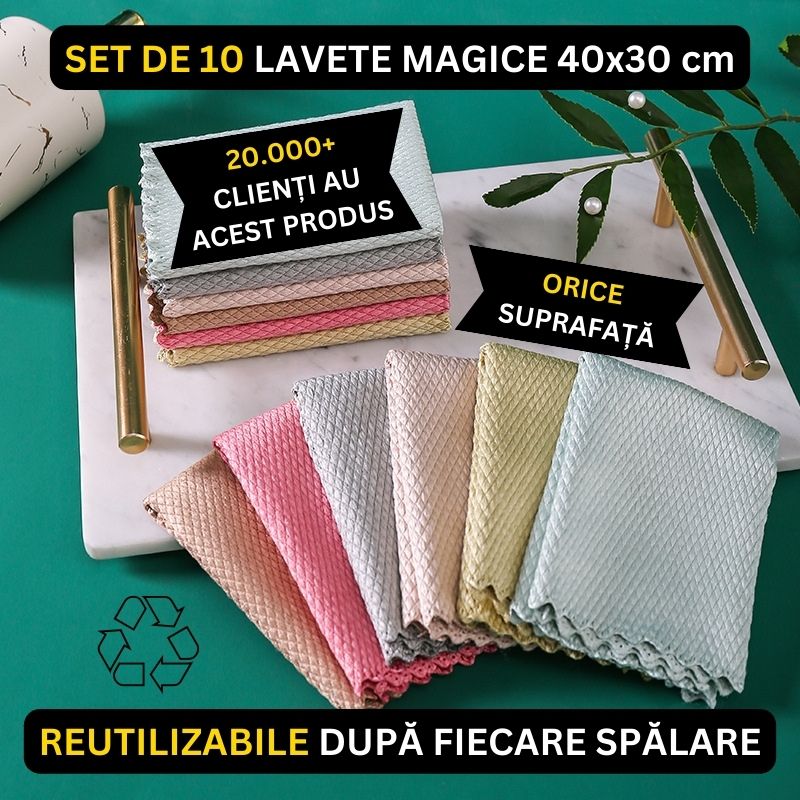 Lavetele Magice - Set de 10 lavete microfibra 30 x 40 cm
