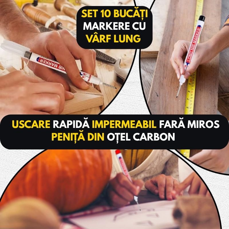 Markere Impermeabile cu Vârf Lung – Set 10 Bucăți