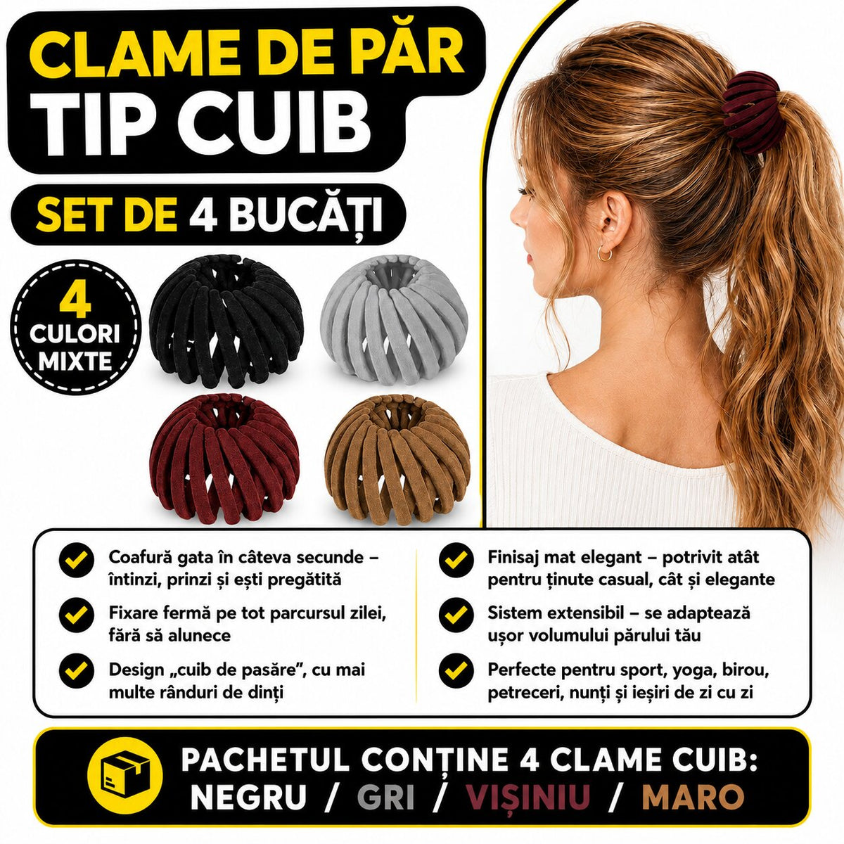 Set 4 Clame de Par Tip Cuib