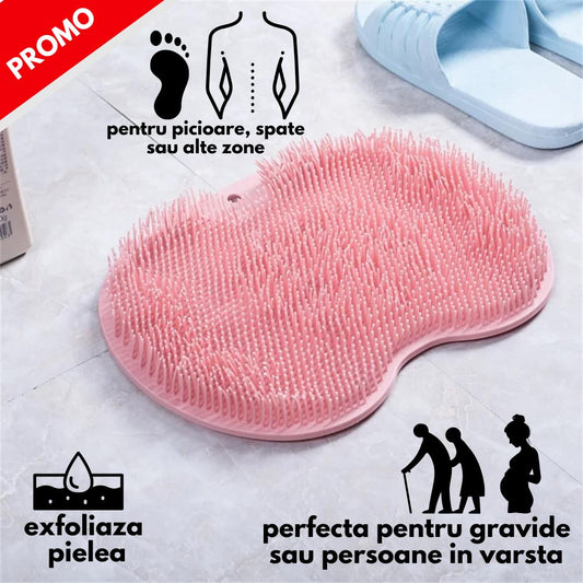 Covoraș Perie pentru curățat, masat și exfoliat, cu ventuze antiderapante