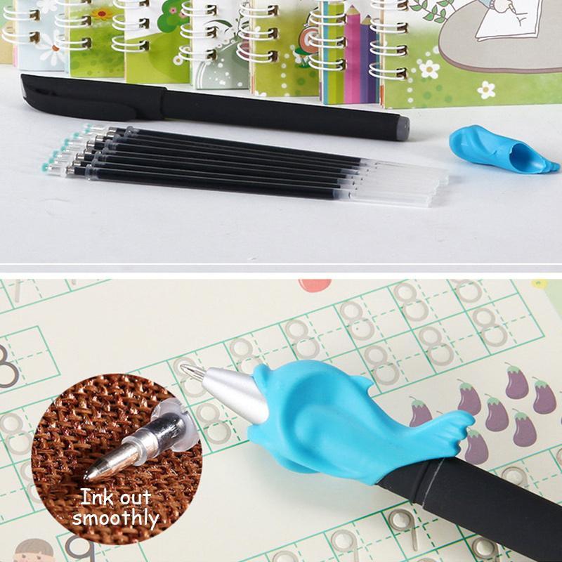 KalliBook - Set 4 Carti Caligrafie Reutilizabile - 2 x Stilou Magic + 16 x Rezerve Wonder Ink (PROMOTIE)