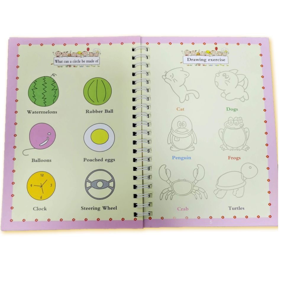 KalliBook - Set 4 Carti Caligrafie Reutilizabile - 2 x Stilou Magic + 16 x Rezerve Wonder Ink (PROMOTIE)